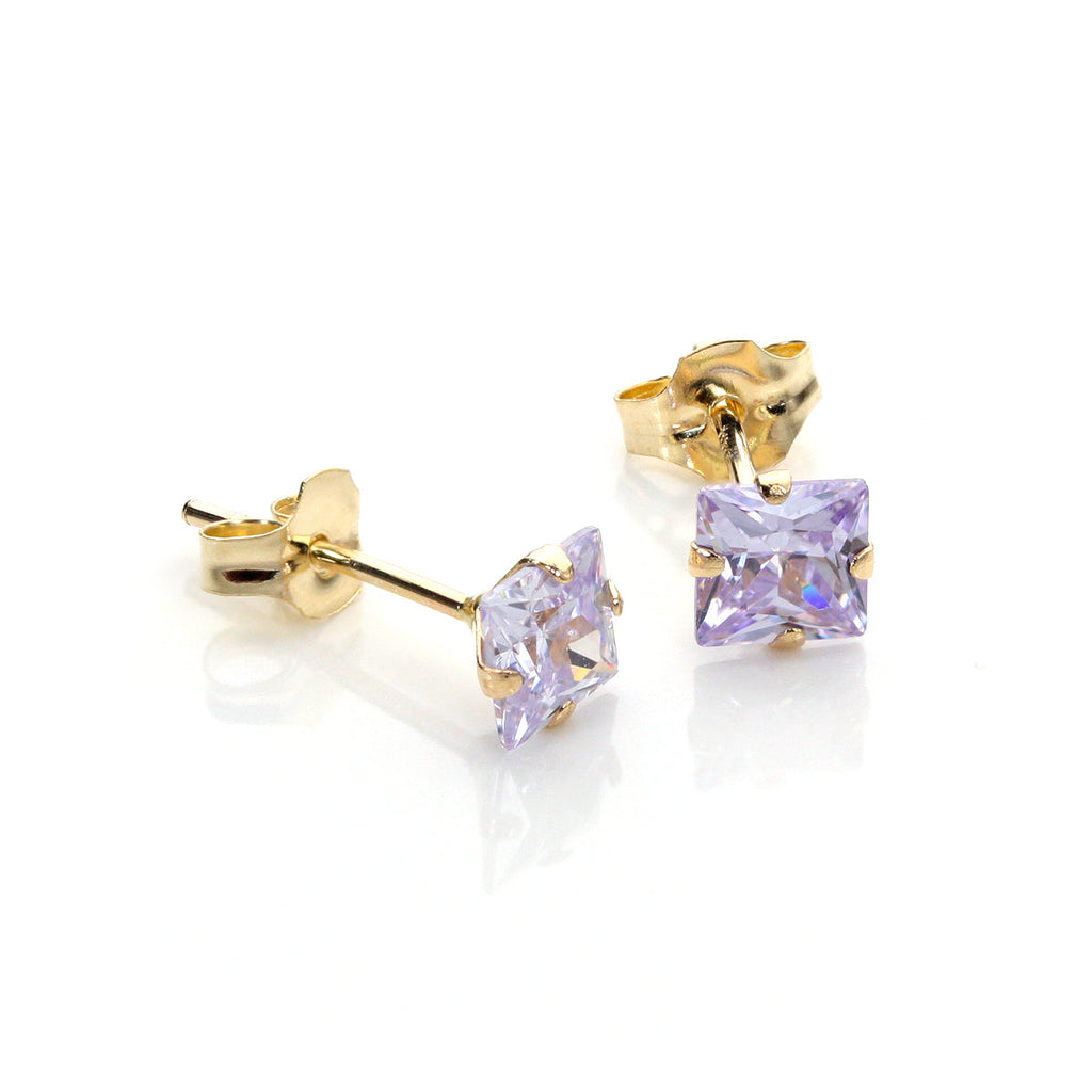 Boucles d'oreilles à tige Martini en or jaune 9 carats et zircones cubiques blancs