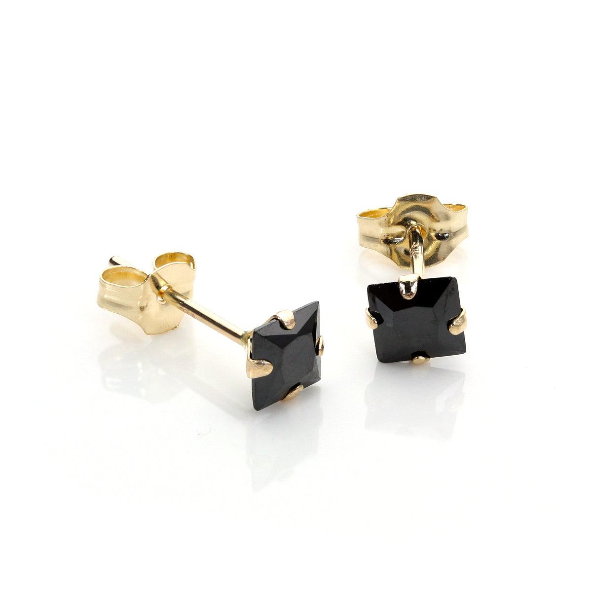 Boucles d'oreilles à tige Martini en or jaune 9 carats et zircones cubiques blancs