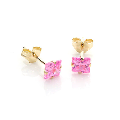 Boucles d'oreilles à tige Martini en or jaune 9 carats et zircones cubiques blancs