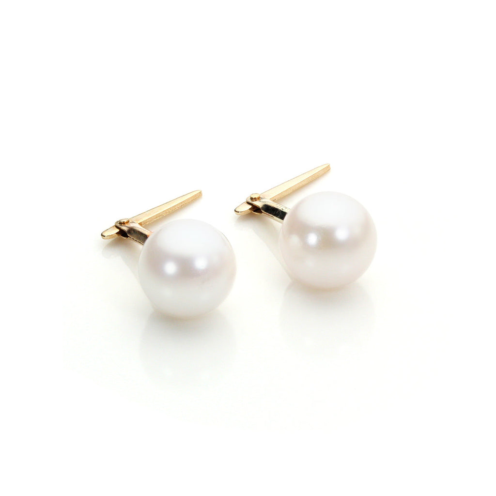 Boucles d'oreilles à tige Andralok en or jaune 9 carats avec perles de culture et pierre de naissance de juin