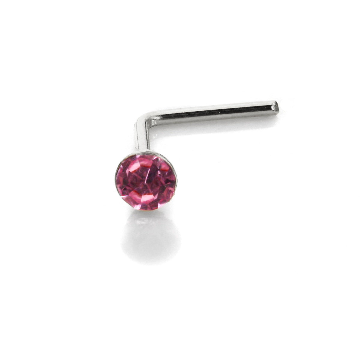 Piercing de nez en argent sterling avec cristal CZ rond de 2,8 mm