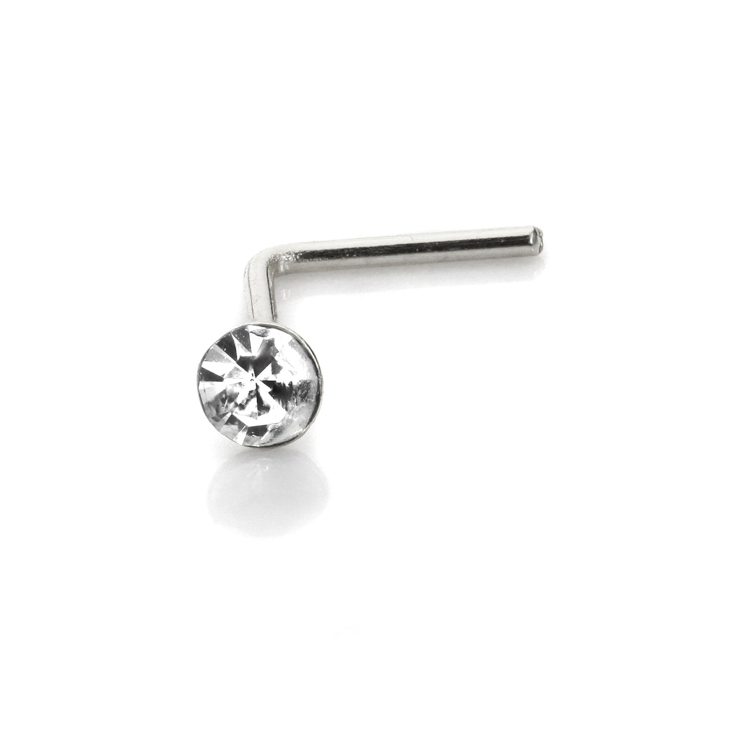 Piercing de nez en argent sterling avec cristal CZ rond de 2,8 mm