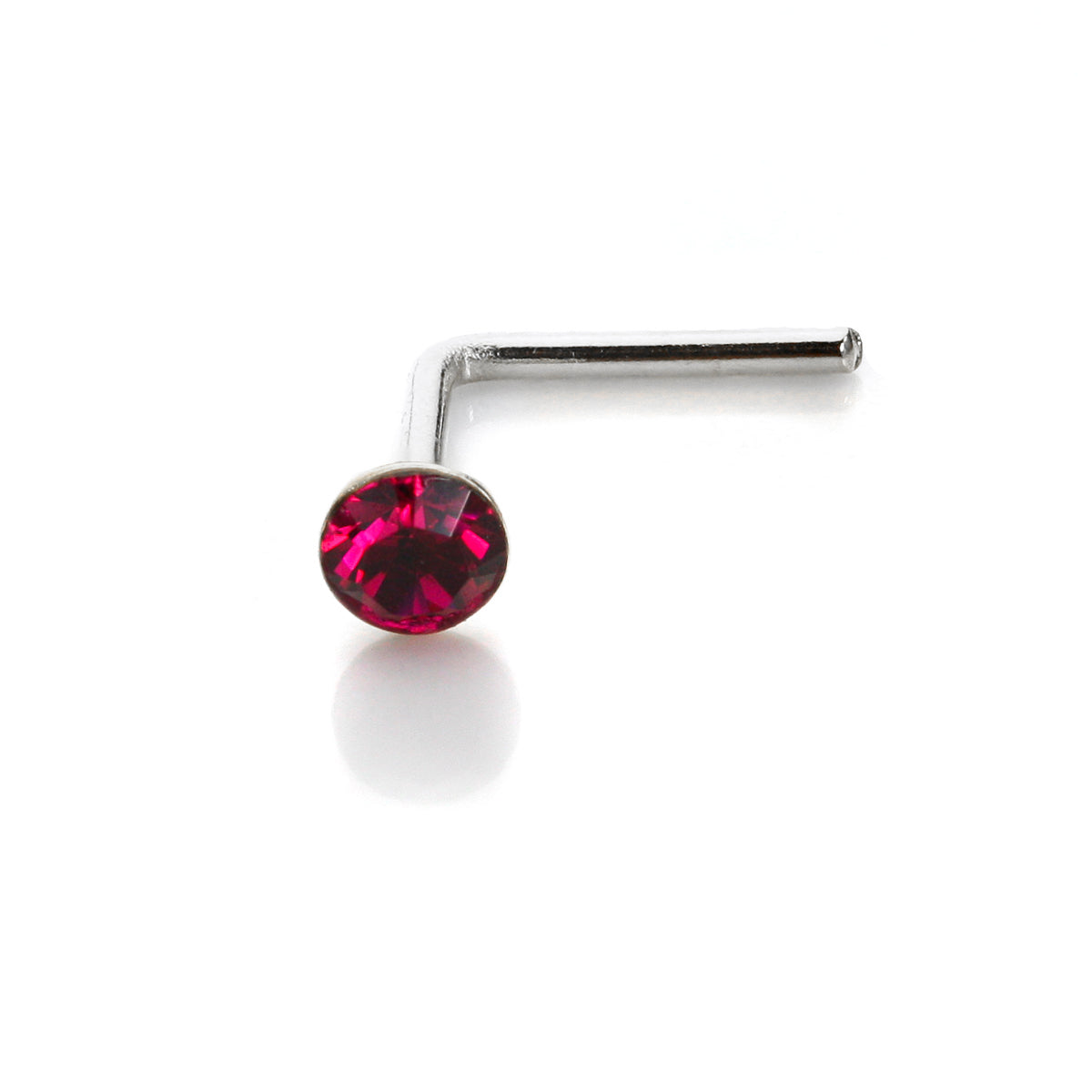 Piercing de nez en argent sterling avec cristal CZ rond de 2,8 mm