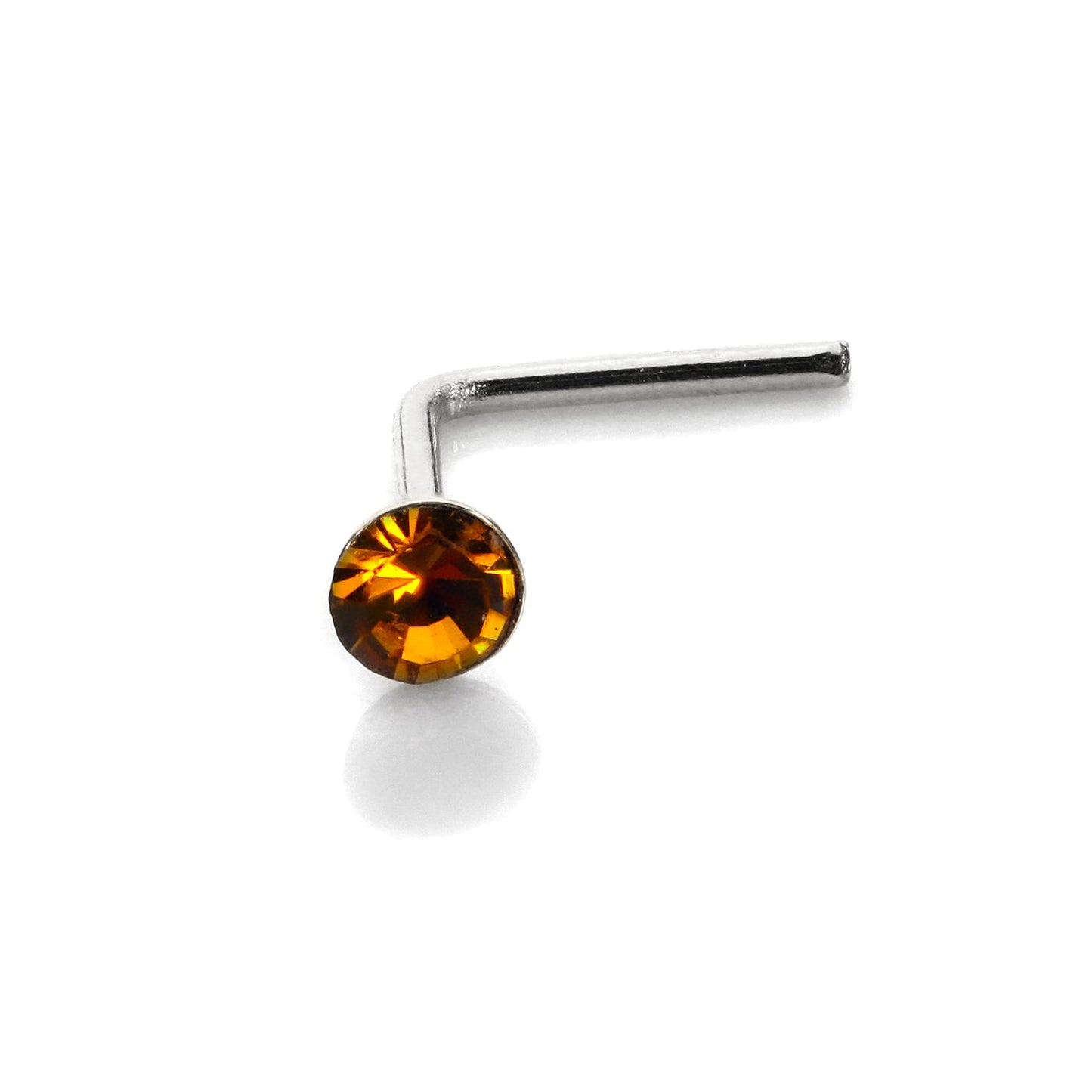 Piercing de nez en argent sterling avec cristal CZ rond de 2,8 mm