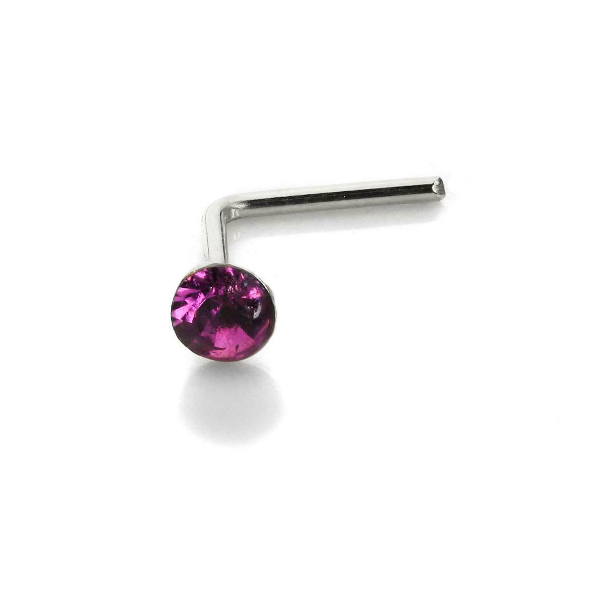 Piercing de nez en argent sterling avec cristal CZ rond de 2,8 mm