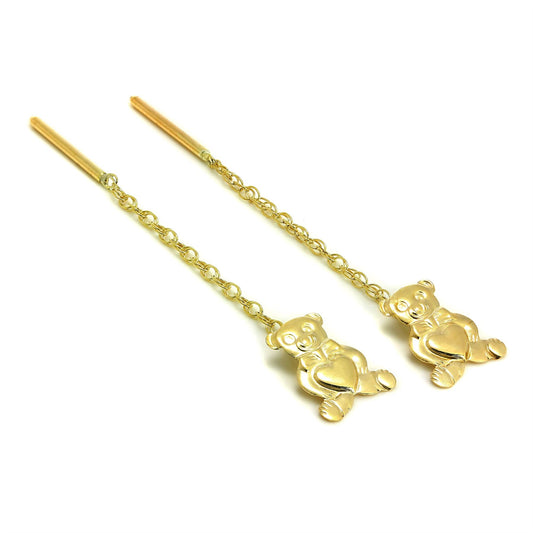 Boucles d'oreilles à chaîne en forme d'ours en peluche 9 carats