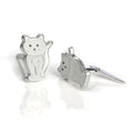 Boucles d'oreilles à tige Andralok en argent sterling et émail, motif chat assis