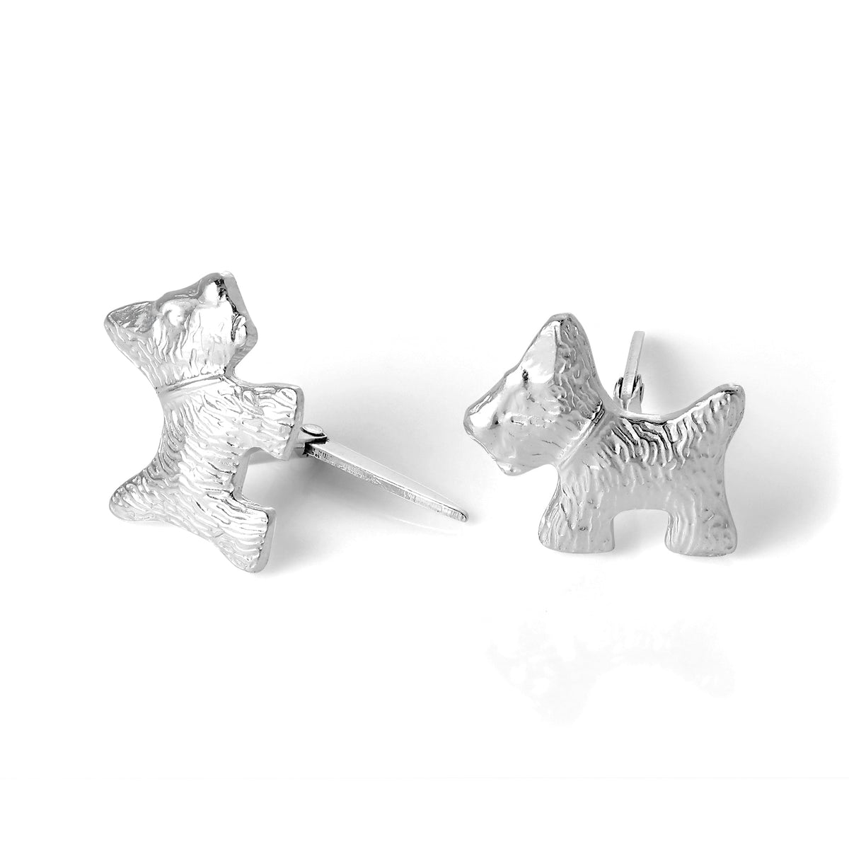 Boucles d'oreilles à tige Andralok en argent sterling représentant un chien écossais