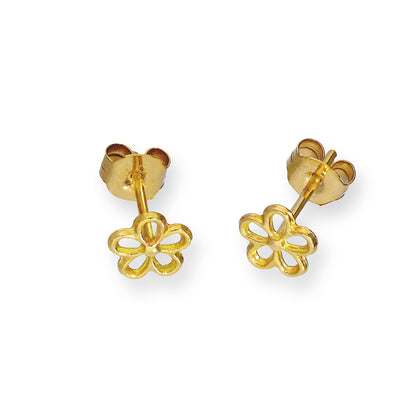 Boucles d'oreilles à tige en or 9 carats avec fleur ouverte