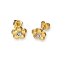 Boucles d'oreilles à tige en or 9 carats et diamants en forme de fleur plate