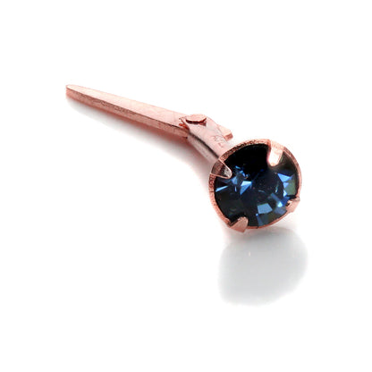 Piercing de nez Andralok en or rose 9 carats calibre 18 avec cristal CZ de 3 mm - 5 couleurs