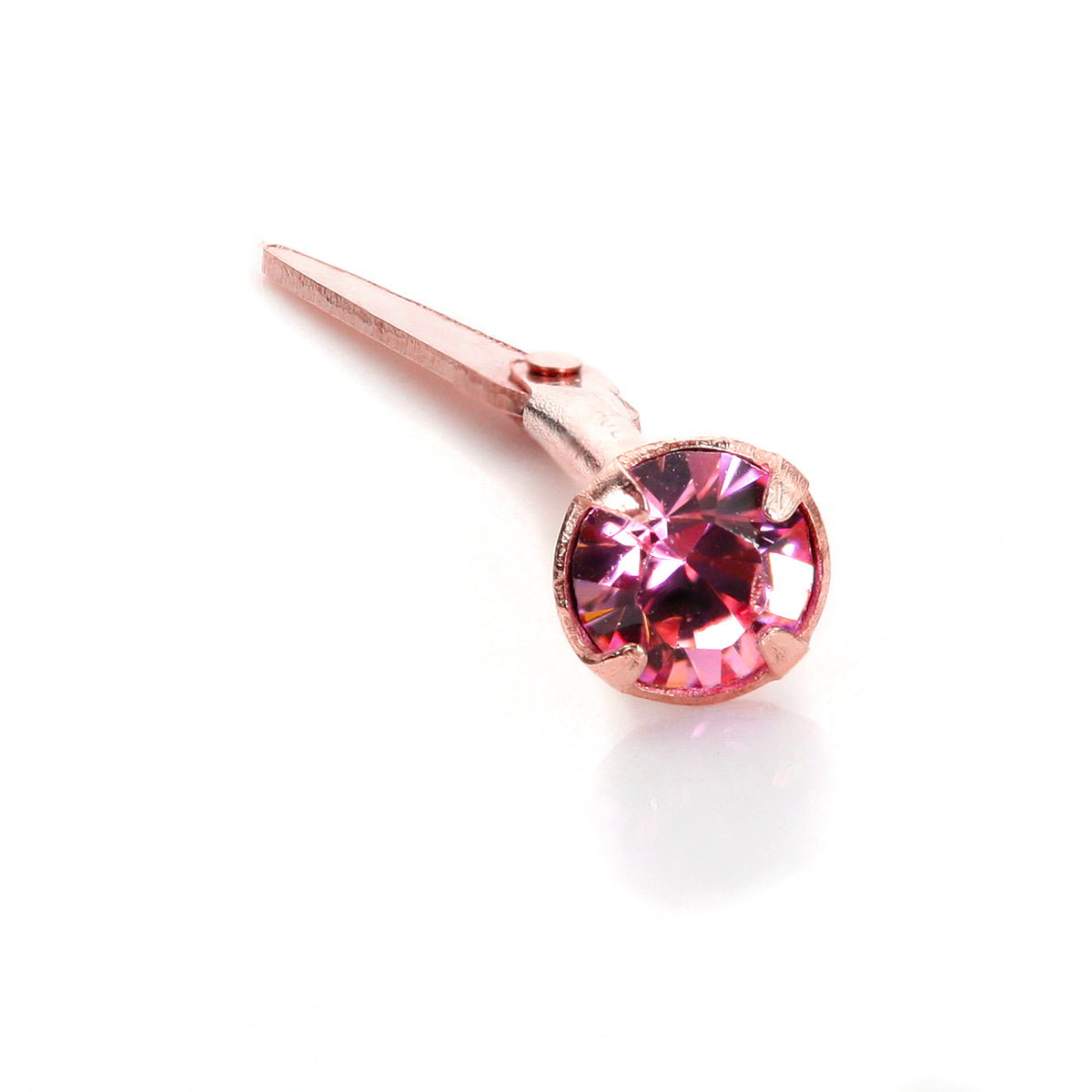 Piercing de nez Andralok en or rose 9 carats calibre 18 avec cristal CZ de 3 mm - 5 couleurs