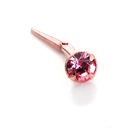 Piercing de nez Andralok en or rose 9 carats calibre 18 avec cristal CZ de 3 mm - 5 couleurs