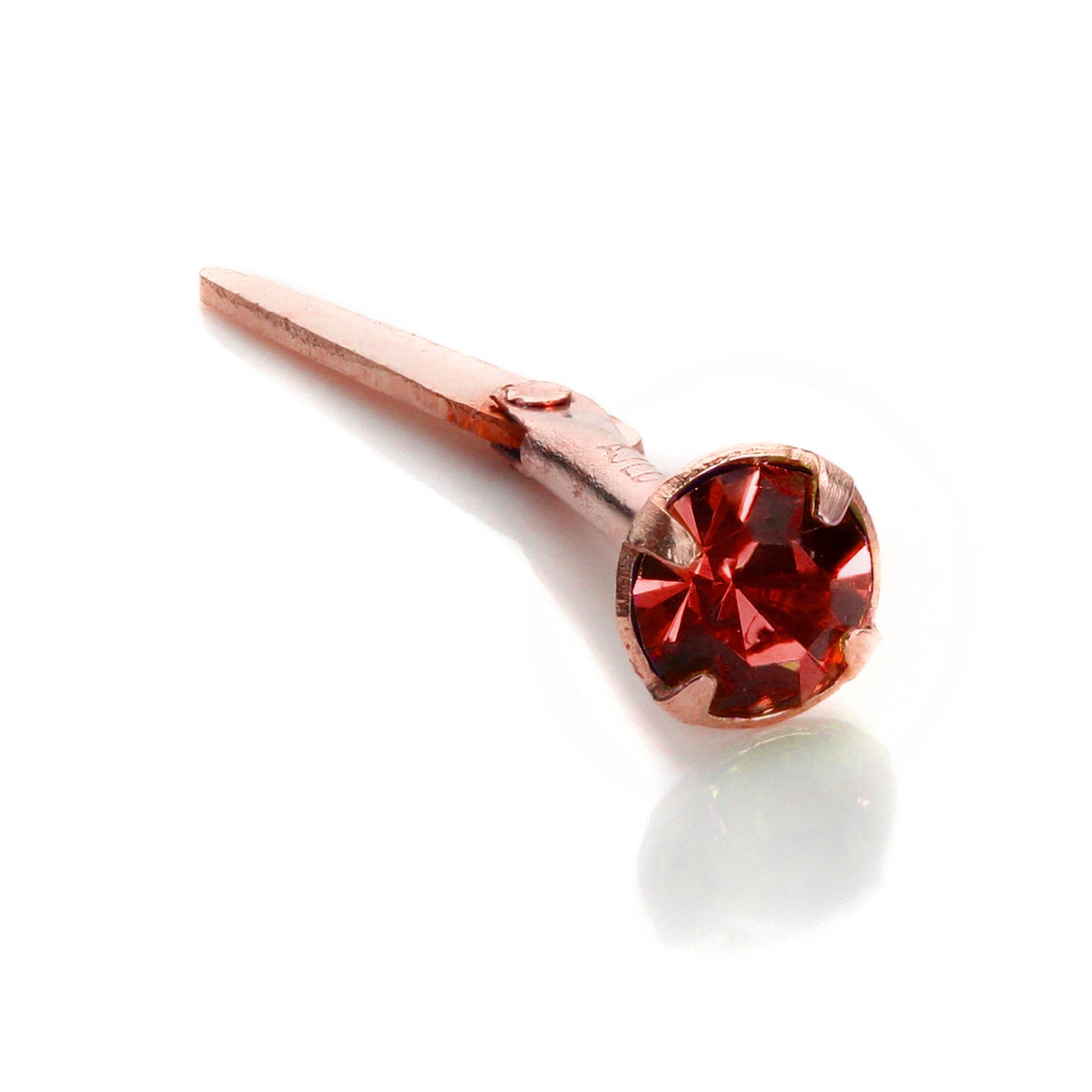 Piercing de nez Andralok en or rose 9 carats calibre 18 avec cristal CZ de 3 mm - 5 couleurs