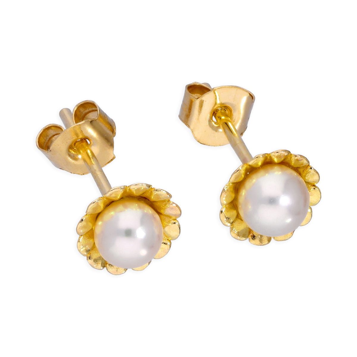 Boucles d'oreilles à tige en or 9 carats et perles de culture de 4 mm
