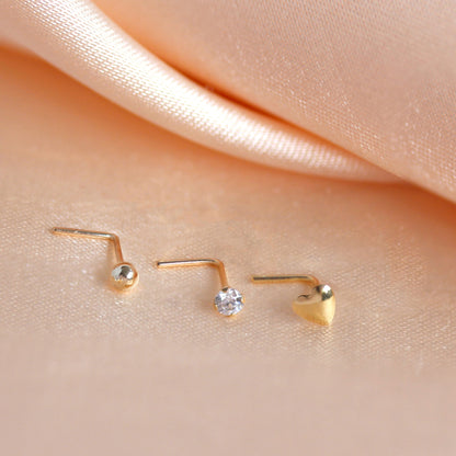Piercing de nez en or jaune 9 carats avec cristal transparent