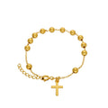 Bracelet chapelet en argent sterling plaqué or massif – 16,5 cm + rallonge de 2,5 cm