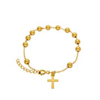 Bracelet chapelet en argent sterling plaqué or massif – 16,5 cm + rallonge de 2,5 cm