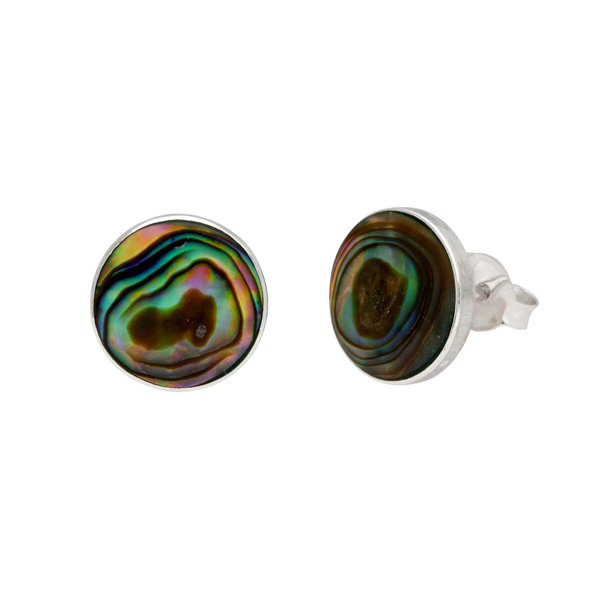 Boucles d'oreilles rondes en argent sterling et ormeau de 10 mm