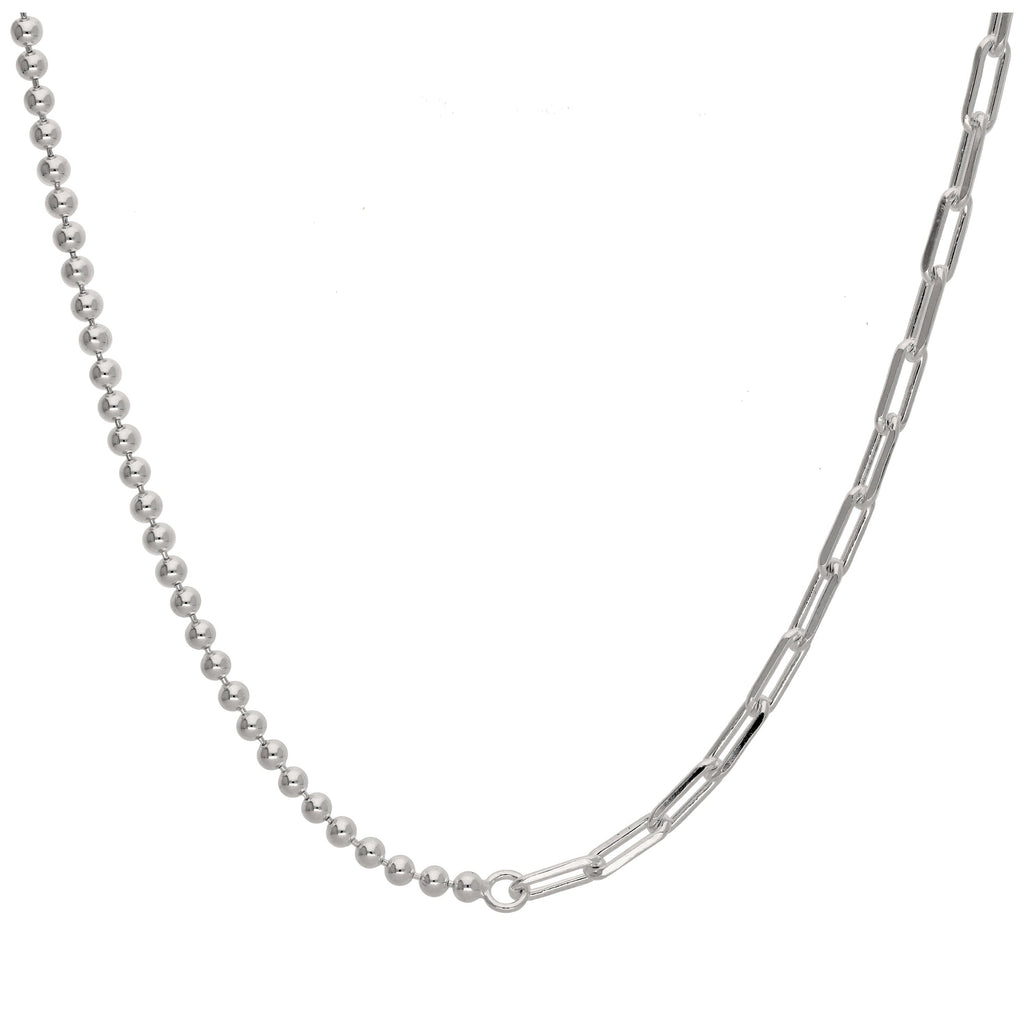 Collier chaîne à billes trombone en argent sterling avec barre en T