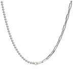 Collier chaîne à billes trombone en argent sterling avec barre en T