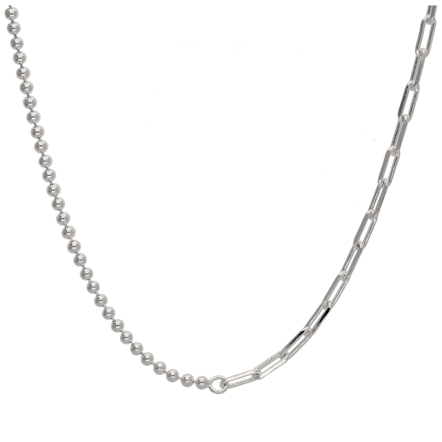 Collier chaîne à billes trombone en argent sterling avec barre en T