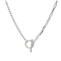 Collier chaîne à billes trombone en argent sterling avec barre en T