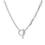 Collier chaîne à billes trombone en argent sterling avec barre en T