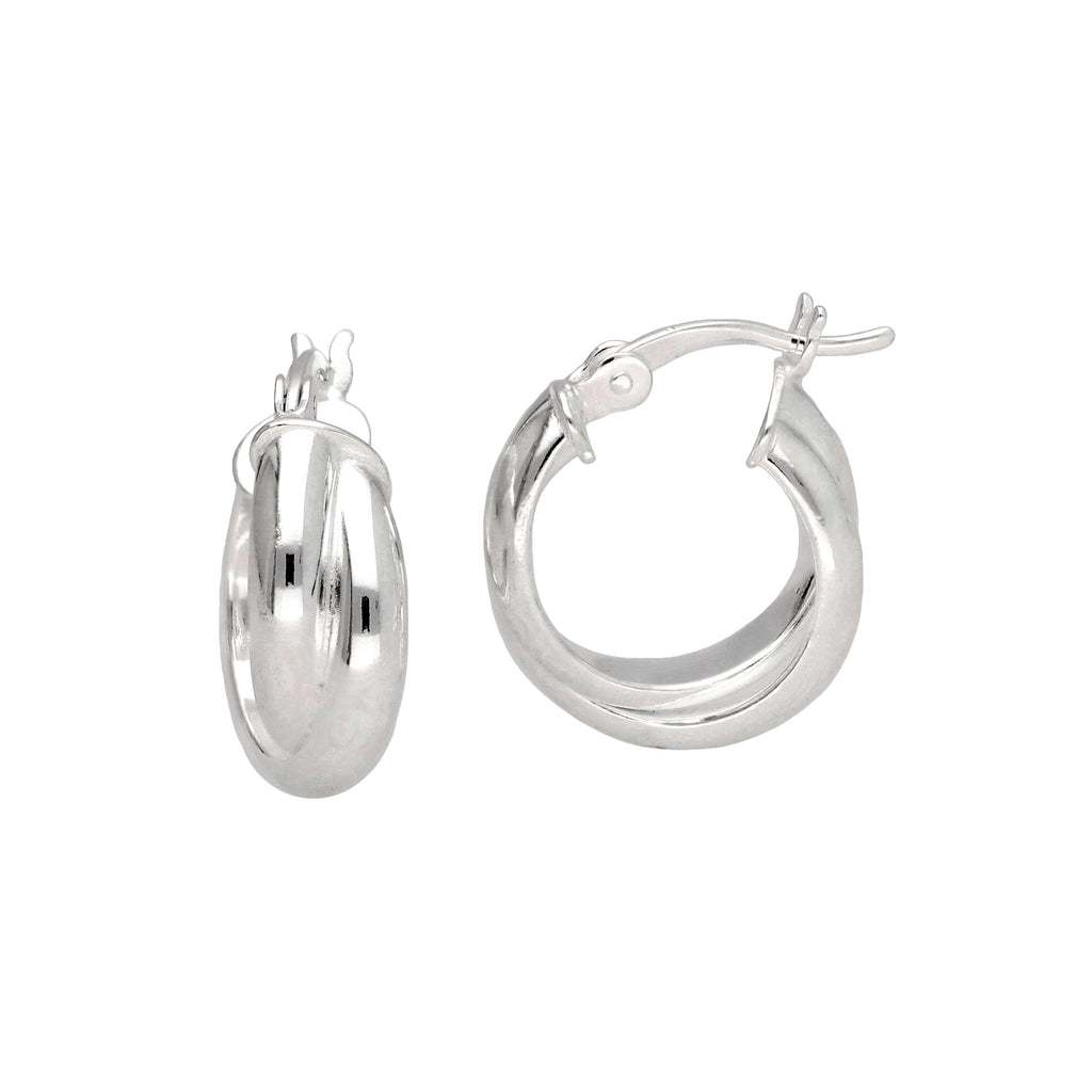 Boucles d'oreilles créoles en argent sterling à double torsion entrelacées