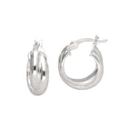 Boucles d'oreilles créoles en argent sterling à double torsion entrelacées