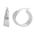Boucles d'oreilles créoles rondes entrelacées en argent sterling à triple torsion