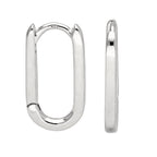 Boucles d'oreilles créoles ovales rectangulaires en argent sterling