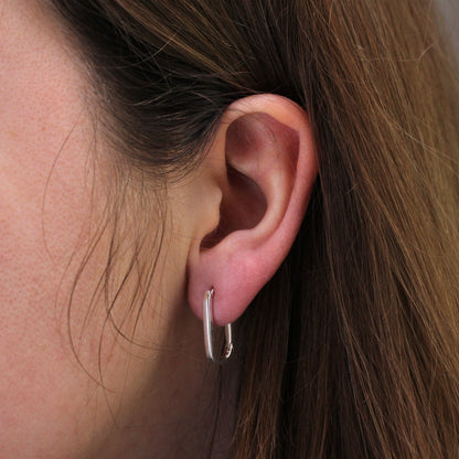 Boucles d'oreilles créoles ovales rectangulaires en argent sterling