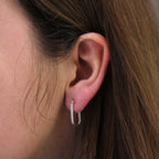 Boucles d'oreilles créoles ovales rectangulaires en argent sterling