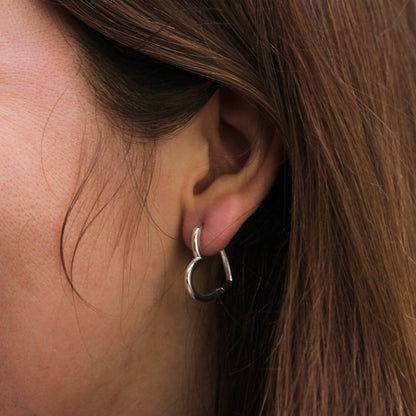 Boucles d'oreilles créoles en argent sterling en forme de cœur