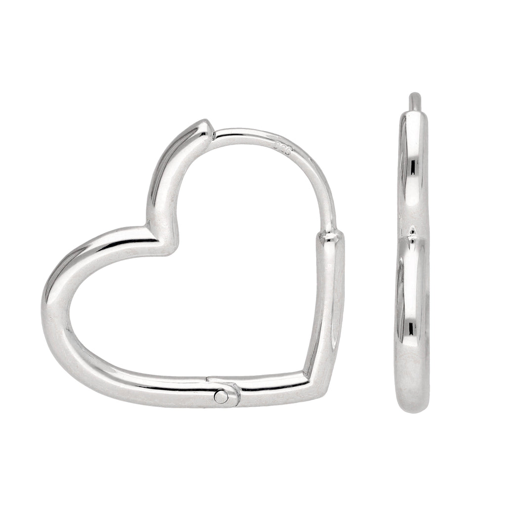 Boucles d'oreilles créoles en argent sterling en forme de cœur