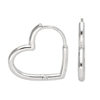 Boucles d'oreilles créoles en argent sterling en forme de cœur