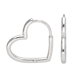 Boucles d'oreilles créoles en argent sterling en forme de cœur