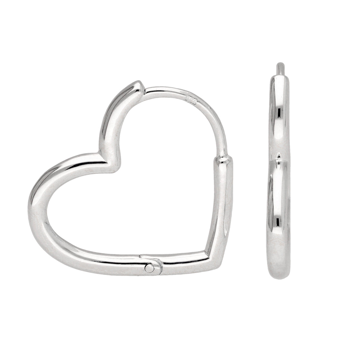 Boucles d'oreilles créoles en argent sterling en forme de cœur