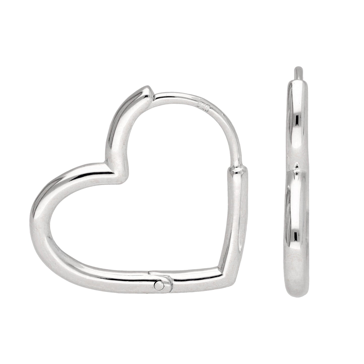 Boucles d'oreilles créoles en argent sterling en forme de cœur