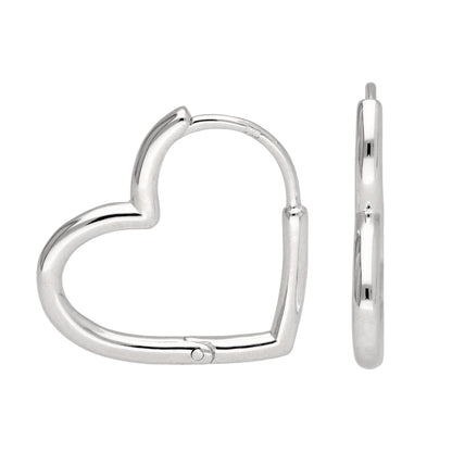 Boucles d'oreilles créoles en argent sterling en forme de cœur
