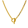 Collier chaîne à billes en argent sterling plaqué or avec barre en T et trombone