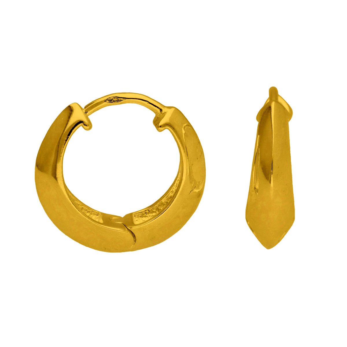 Boucles d'oreilles créoles épaisses en argent sterling plaqué or