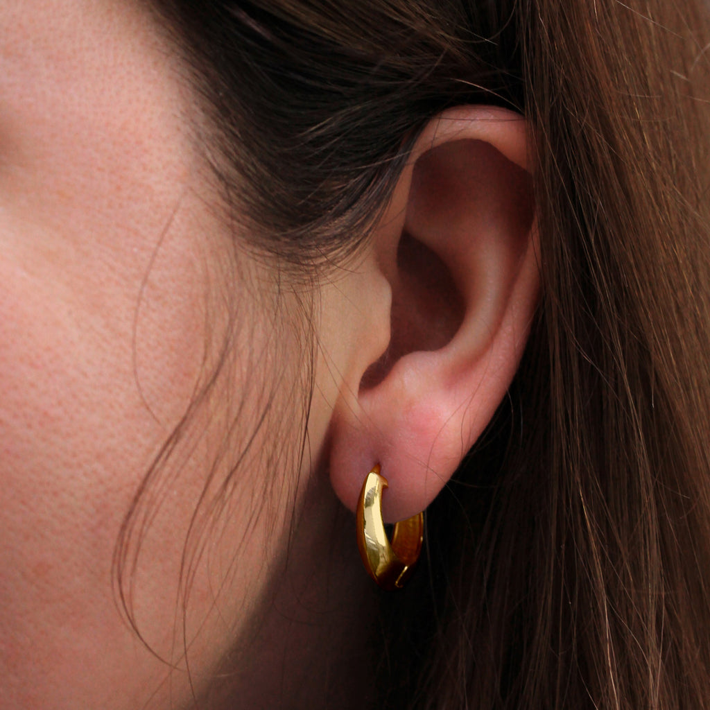 Boucles d'oreilles créoles épaisses en argent sterling plaqué or