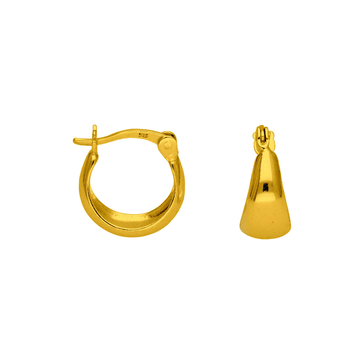 Boucles d'oreilles créoles épaisses en argent sterling plaqué or