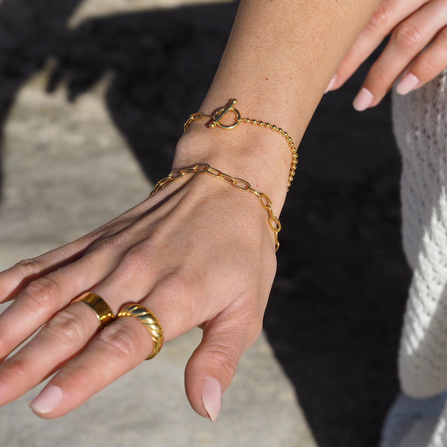 Bracelet Belcher ovale en argent sterling plaqué or - 7,5 pouces