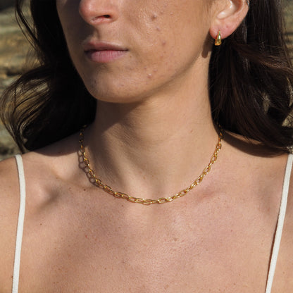 Collier ovale Belcher en argent sterling plaqué or - 45 cm