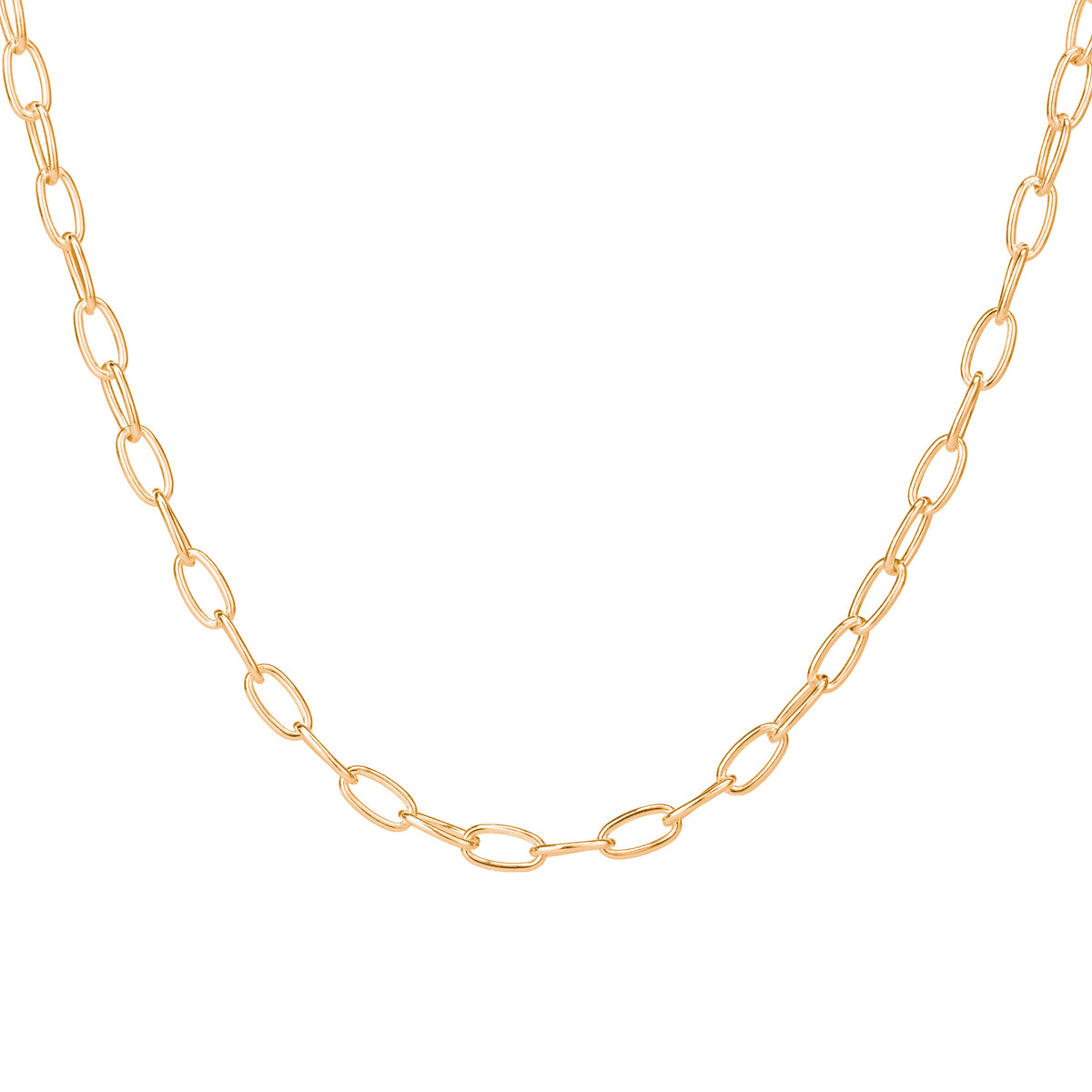 Collier ovale Belcher en argent sterling plaqué or - 45 cm