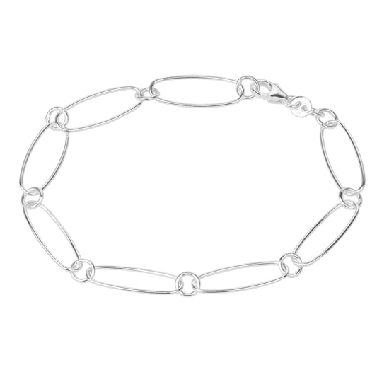 Bracelet Figaro ovale en argent sterling - 7,5 pouces