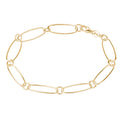 Bracelet Figaro ovale en argent sterling plaqué or - 19 cm